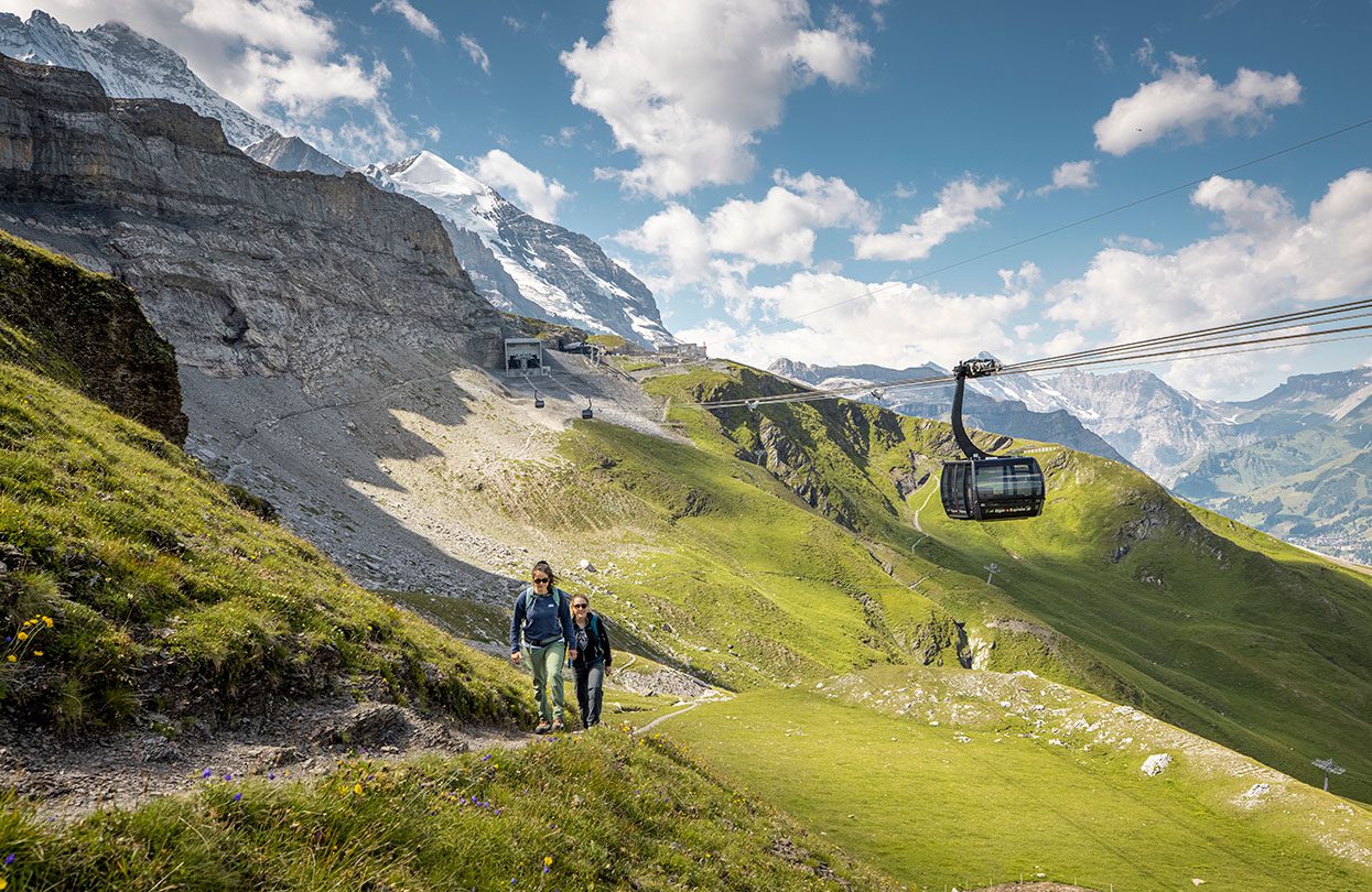 Hiking along the Eiger Trail, image copyright Jungfrau Region Tourismus AG